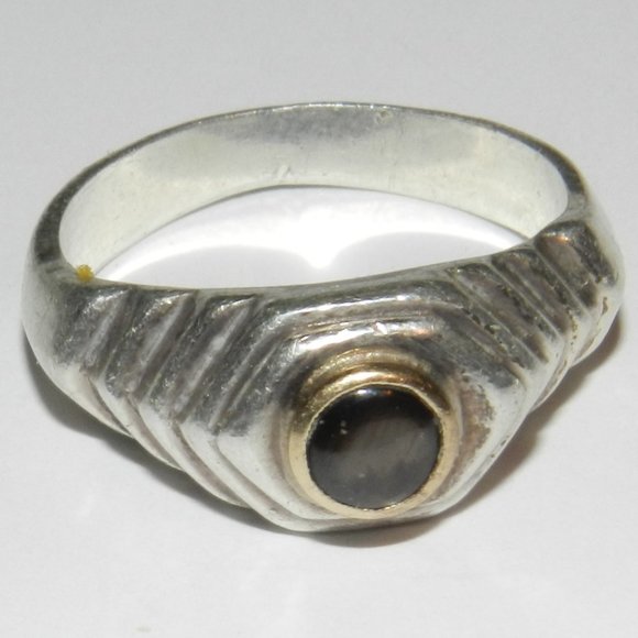 Women's Vintage Antique Tribal Old Sterling Silver Ring Pearl Gemstone - Picture 6 of 8